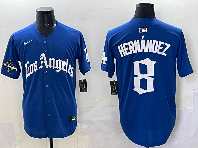 Men Los Angeles Dodgers #8 Hernandez Blue 2025 Nike MLB Jersey style 0015->houston astros->MLB Jersey